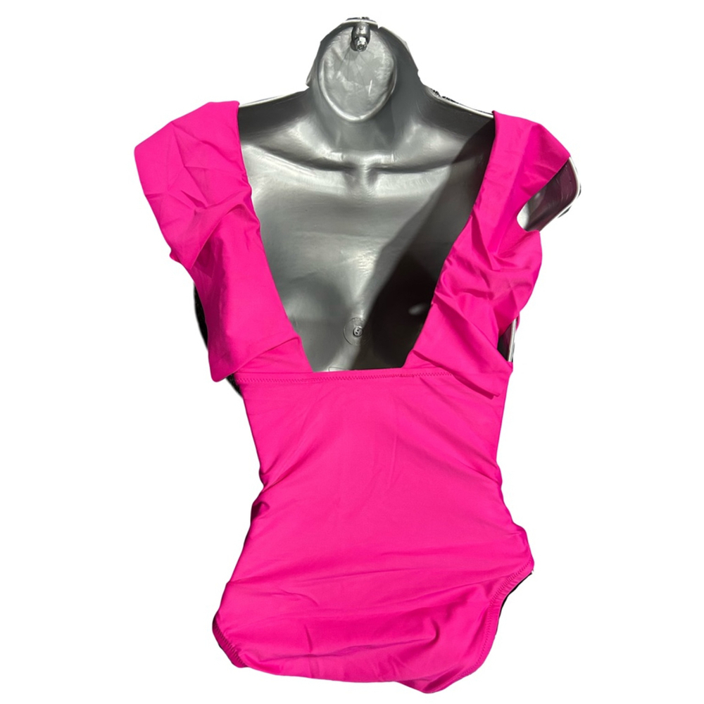 J.Crew Ruched ruffle one-piece swimsuit in pink - Picture 4 of 9